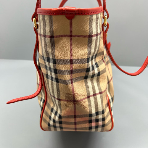 Burberry Tote Bag House Check Beige Red