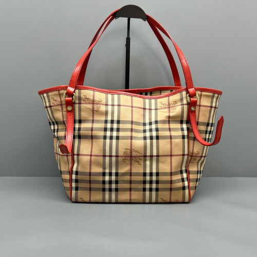 Burberry Tote Bag House Check Beige Red