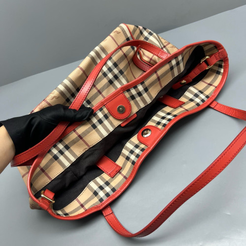 Burberry Tote Bag House Check Beige Red