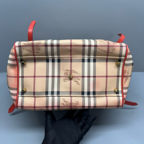Burberry Tote Bag House Check Beige Red