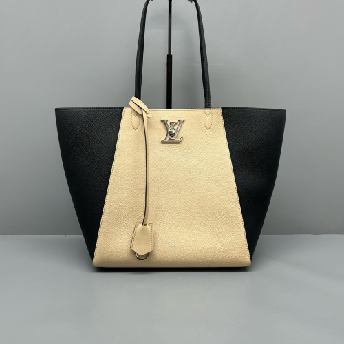 Louis Vuitton Lockme Cabas Calfskin Black White