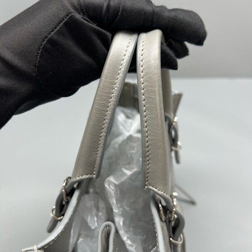 Balenciaga Mini Papier A4 Zip Around Tote Calfskin Grey