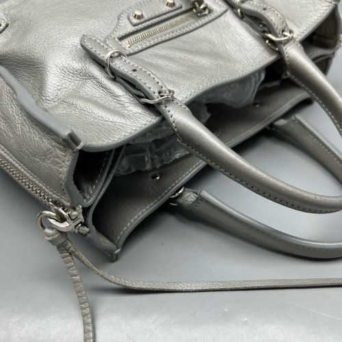 Balenciaga Mini Papier A4 Zip Around Tote Calfskin Grey