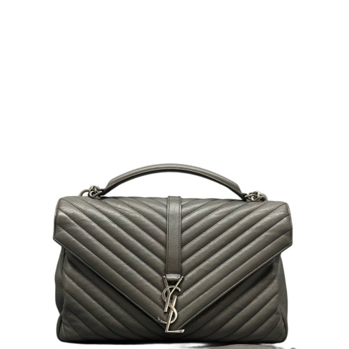 Yves Saint Laurent Large College Calfskin Grey