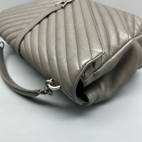 Yves Saint Laurent Large College Calfskin Grey