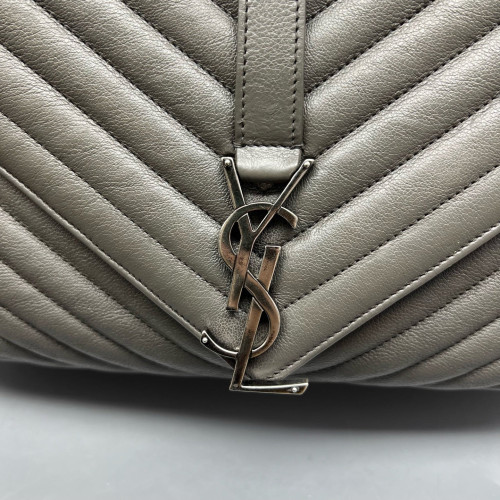 Yves Saint Laurent Large College Calfskin Grey