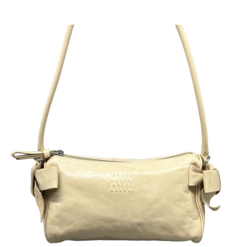 Miu Miu Shoulder Bag Calfskin Beige Mystic White Miu Miu Shoulder Bag Calfskin Beige Mystic White