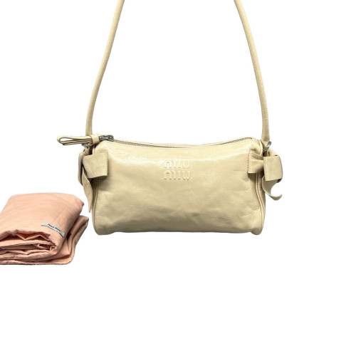 Miu Miu Shoulder Bag Calfskin Beige Mystic White Miu Miu Shoulder Bag Calfskin Beige Mystic White