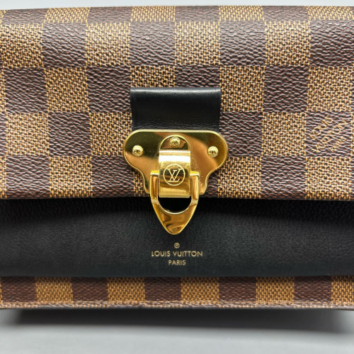 Louis Vuitton Vavin Chain Wallet Damier Ebene Calfskin Dark Brown Light Brown Black