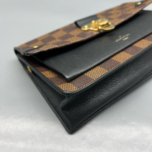 Louis Vuitton Vavin Chain Wallet Damier Ebene Calfskin Dark Brown Light Brown Black