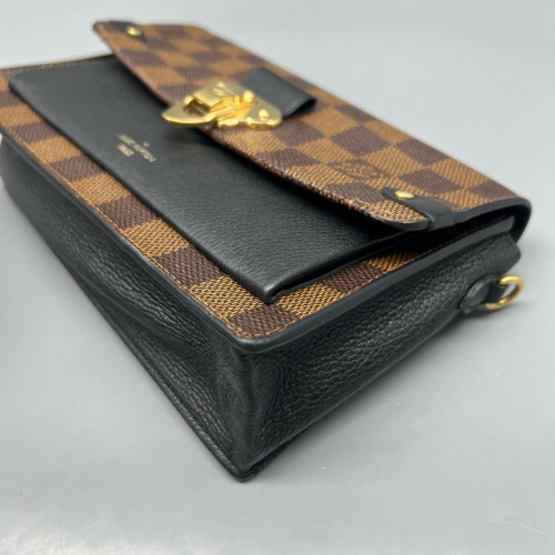 Louis Vuitton Vavin Chain Wallet Damier Ebene Calfskin Dark Brown Light Brown Black