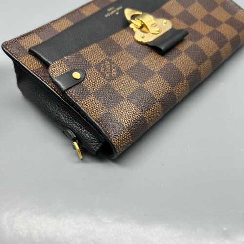 Louis Vuitton Vavin Chain Wallet Damier Ebene Calfskin Dark Brown Light Brown Black