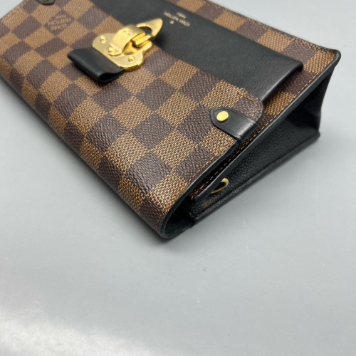 Louis Vuitton Vavin Chain Wallet Damier Ebene Calfskin Dark Brown Light Brown Black