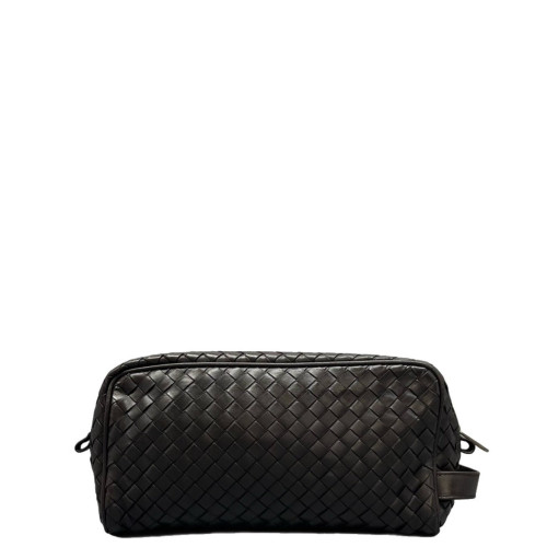 Bottega Veneta Clutch Calfskin Intrecciato Dark Brown