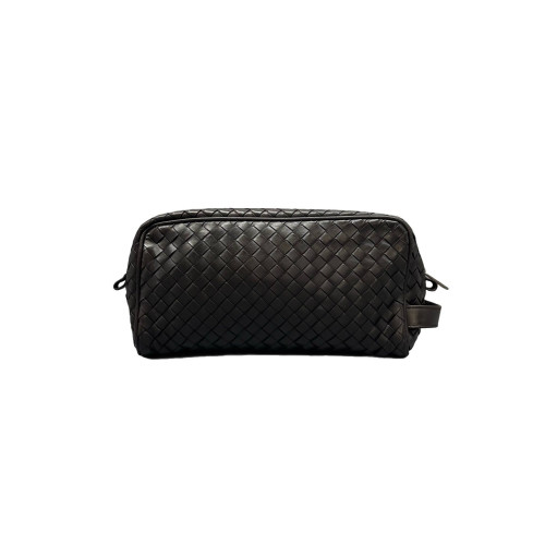 Bottega Veneta Clutch Calfskin Intrecciato Dark Brown