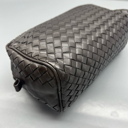 Bottega Veneta Clutch Calfskin Intrecciato Dark Brown
