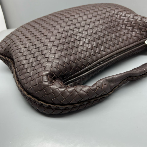 Bottega Veneta Large Veneta Hobo Calfskin Intrecciato Dark Brown