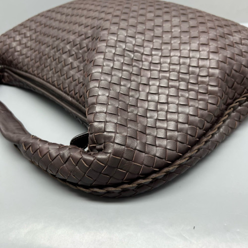 Bottega Veneta Large Veneta Hobo Calfskin Intrecciato Dark Brown