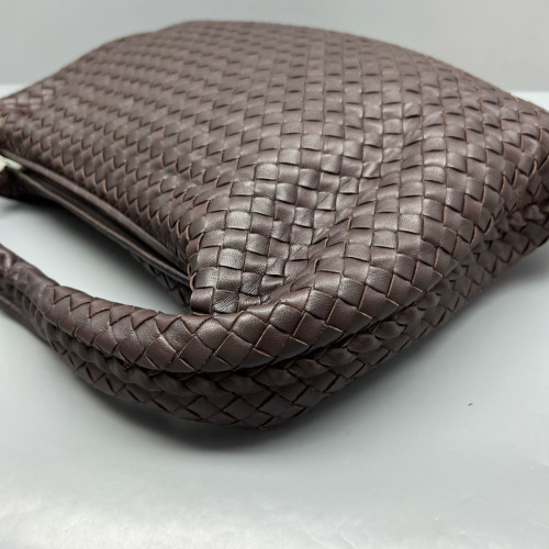 Bottega Veneta Large Veneta Hobo Calfskin Intrecciato Dark Brown