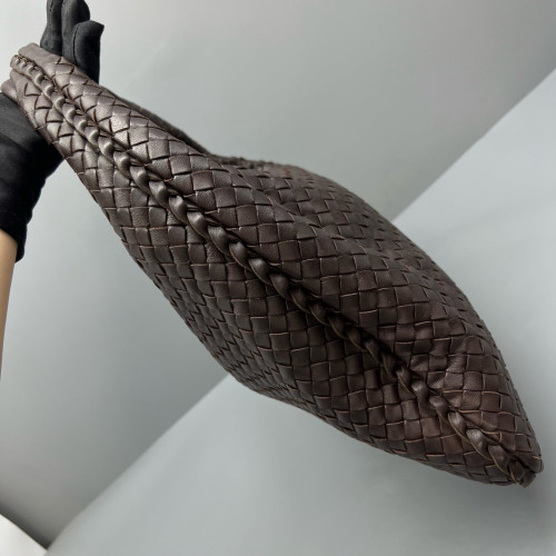Bottega Veneta Large Veneta Hobo Calfskin Intrecciato Dark Brown
