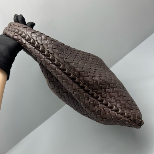 Bottega Veneta Large Veneta Hobo Calfskin Intrecciato Dark Brown