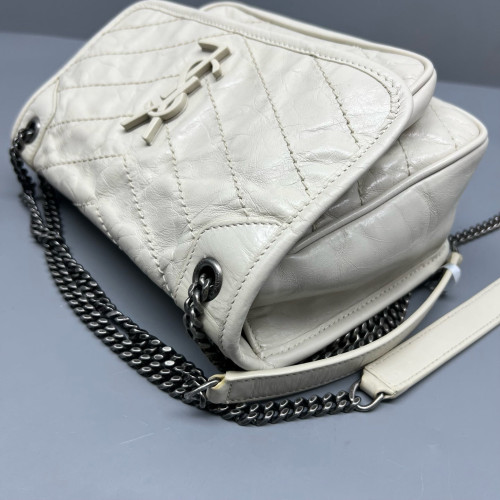 Yves Saint Laurent Baby Niki Messenger Calfskin White