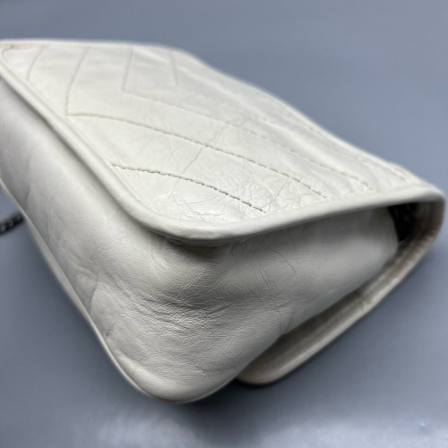 Yves Saint Laurent Baby Niki Messenger Calfskin White