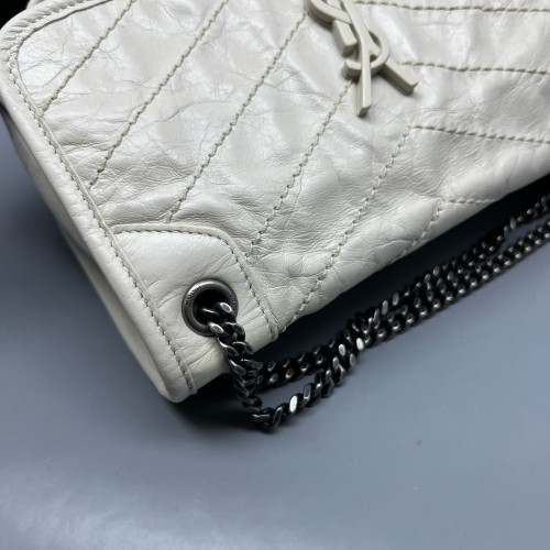 Yves Saint Laurent Baby Niki Messenger Calfskin White