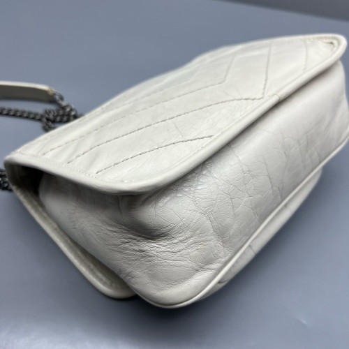 Yves Saint Laurent Baby Niki Messenger Calfskin White