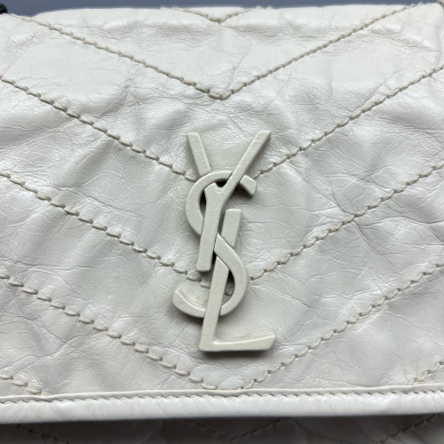 Yves Saint Laurent Baby Niki Messenger Calfskin White