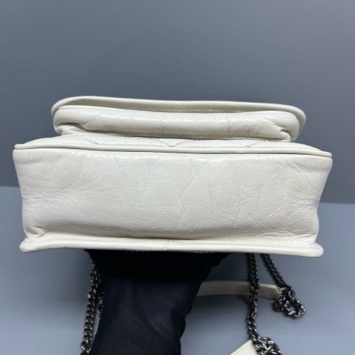 Yves Saint Laurent Baby Niki Messenger Calfskin White