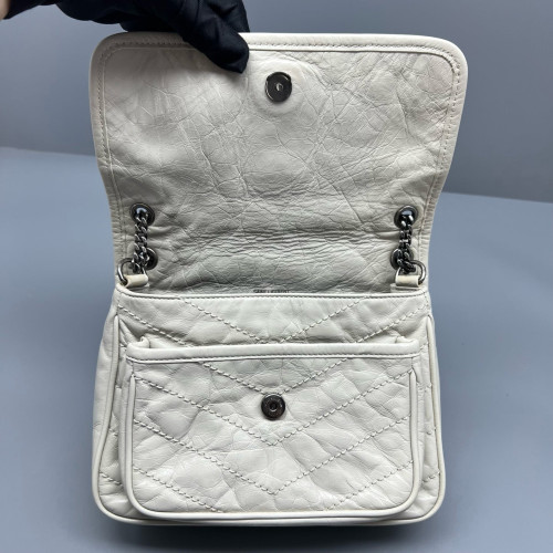 Yves Saint Laurent Baby Niki Messenger Calfskin White