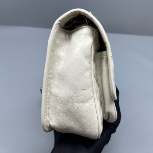 Yves Saint Laurent Baby Niki Messenger Calfskin White