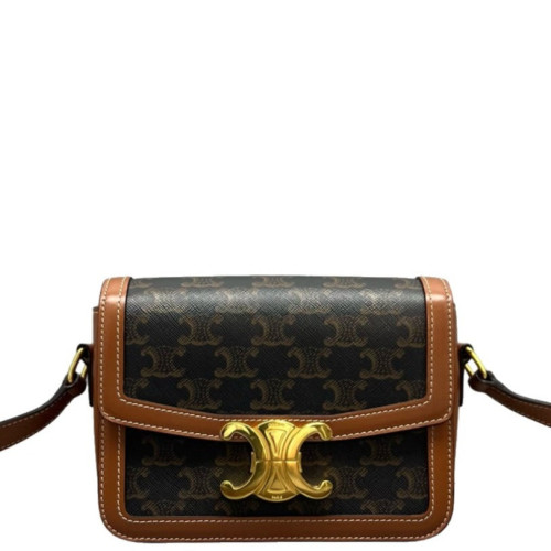 Celine Triomphe Teen Triomphe Shoulder Bag Triomphe Brown Black