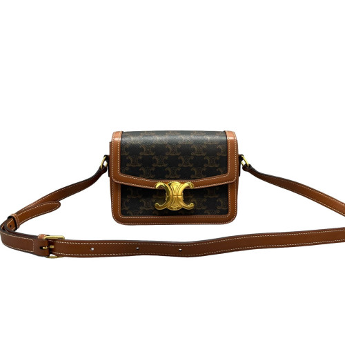 Celine Triomphe Teen Triomphe Shoulder Bag Triomphe Brown Black