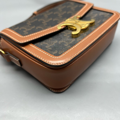 Celine Triomphe Teen Triomphe Shoulder Bag Triomphe Brown Black