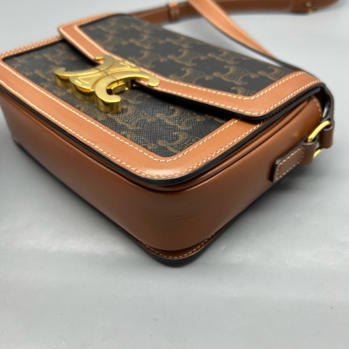 Celine Triomphe Teen Triomphe Shoulder Bag Triomphe Brown Black