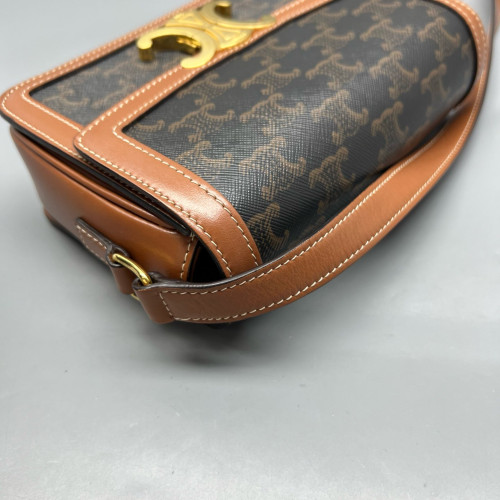 Celine Triomphe Teen Triomphe Shoulder Bag Triomphe Brown Black