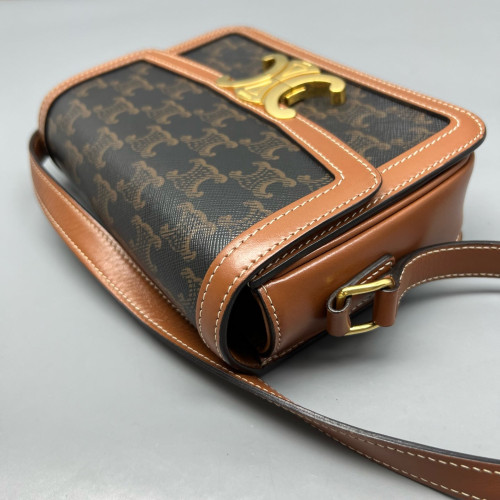 Celine Triomphe Teen Triomphe Shoulder Bag Triomphe Brown Black