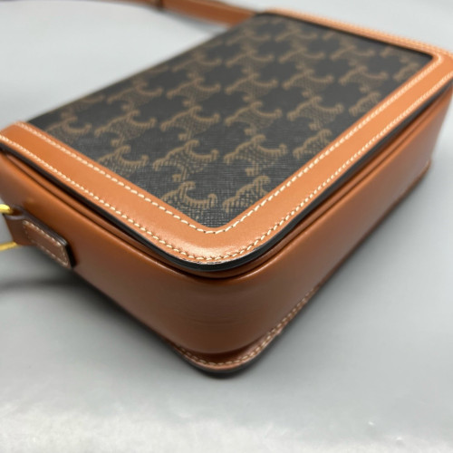 Celine Triomphe Teen Triomphe Shoulder Bag Triomphe Brown Black
