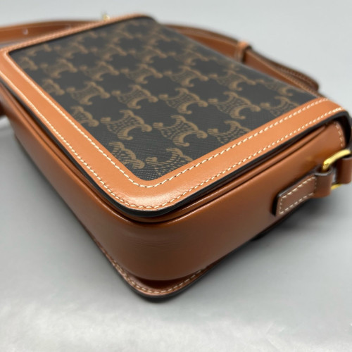 Celine Triomphe Teen Triomphe Shoulder Bag Triomphe Brown Black