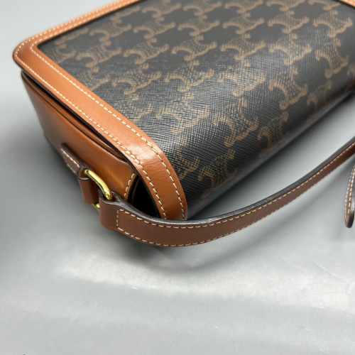 Celine Triomphe Teen Triomphe Shoulder Bag Triomphe Brown Black