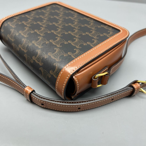 Celine Triomphe Teen Triomphe Shoulder Bag Triomphe Brown Black
