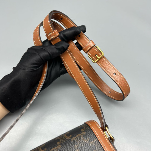 Celine Triomphe Teen Triomphe Shoulder Bag Triomphe Brown Black