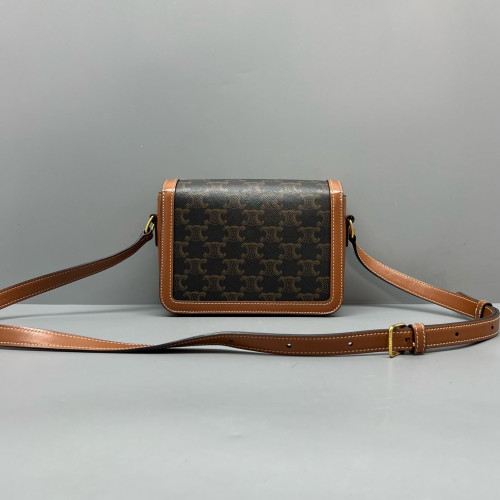 Celine Triomphe Teen Triomphe Shoulder Bag Triomphe Brown Black