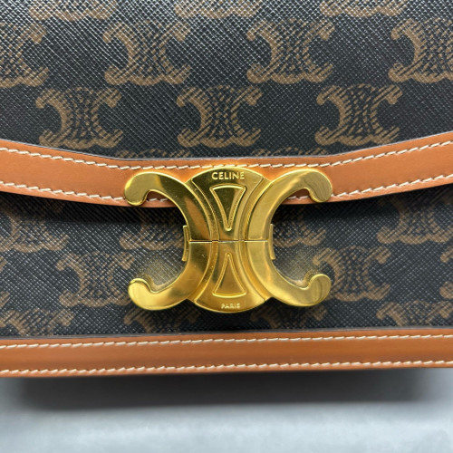 Celine Triomphe Teen Triomphe Shoulder Bag Triomphe Brown Black