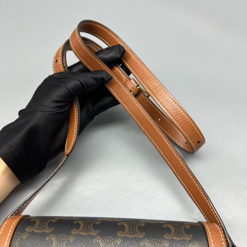 Celine Triomphe Teen Triomphe Shoulder Bag Triomphe Brown Black