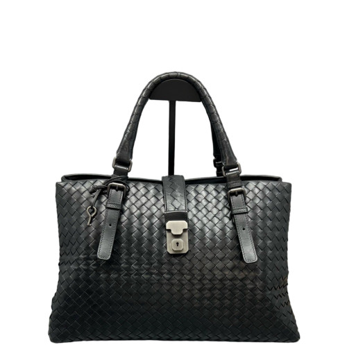 Bottega Veneta Large Roma Tote Bag Calfskin Intrecciato Black