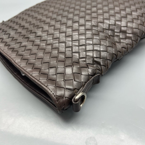 Bottega Veneta Shoulder Bag Calfskin Intrecciato Dark Brown