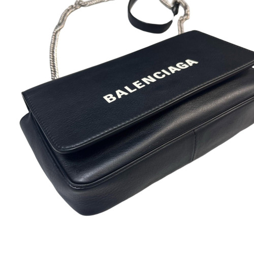 Balenciaga Everyday Wallet On Chain Calfskin Black